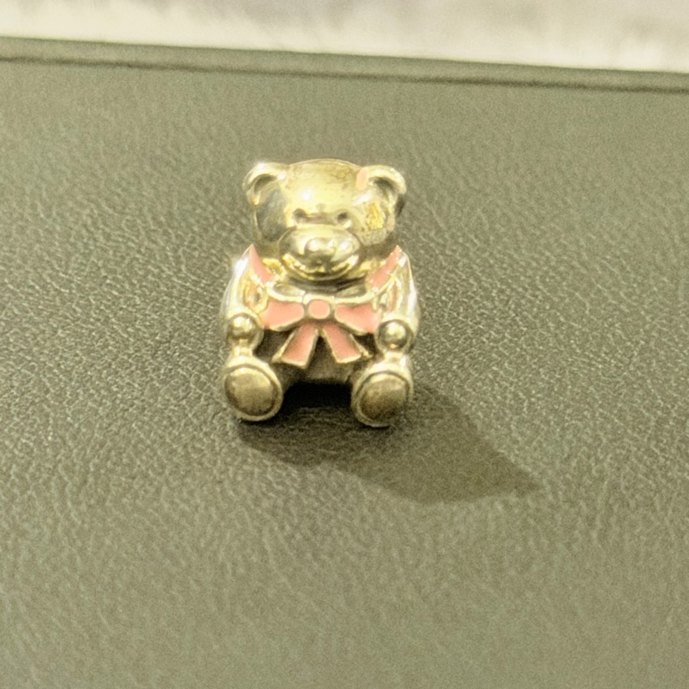 Pandora Charm Silver Teddy Bear with Pink Bow